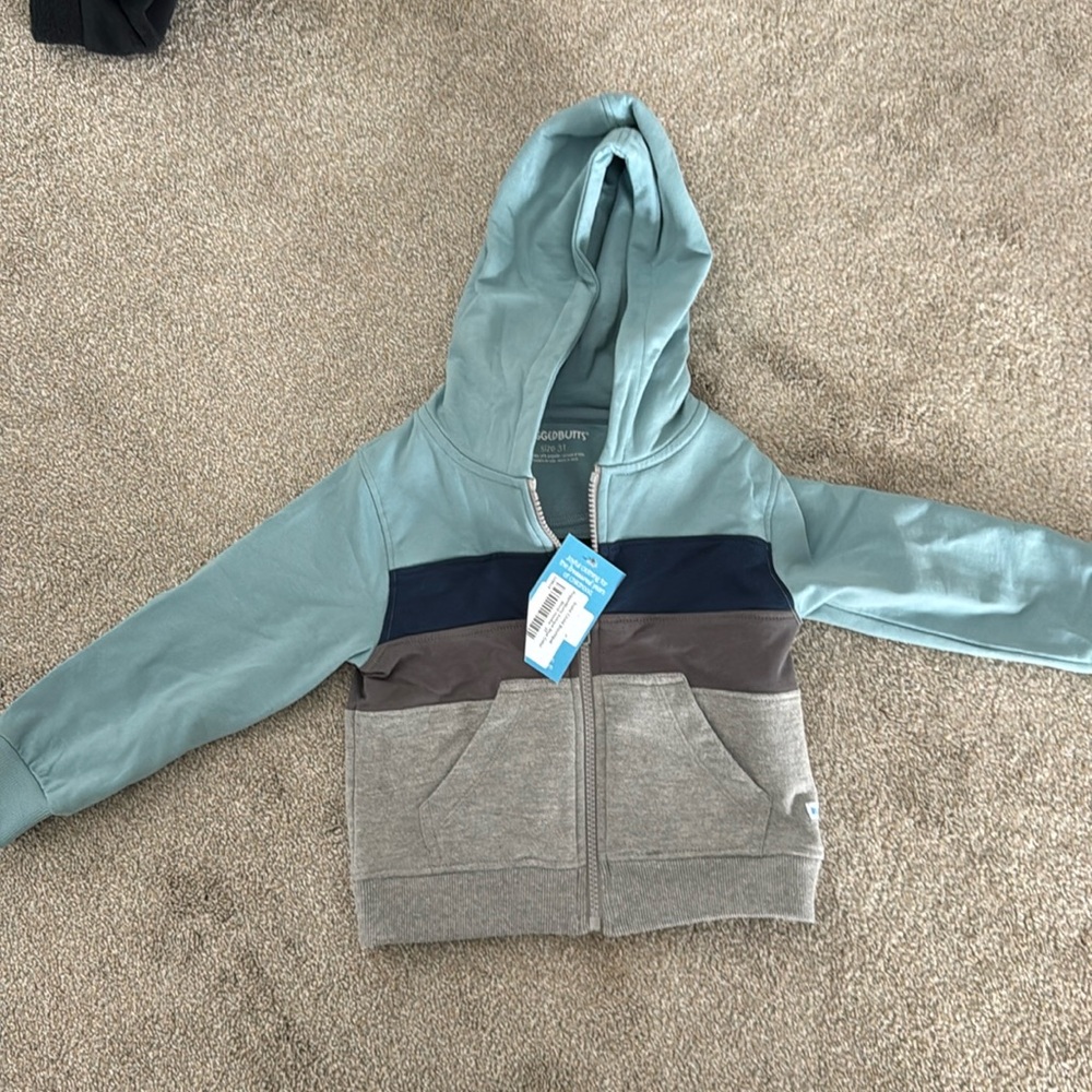 NWT RuggedButts Antique Blie Color Block Hoodie Size 3t